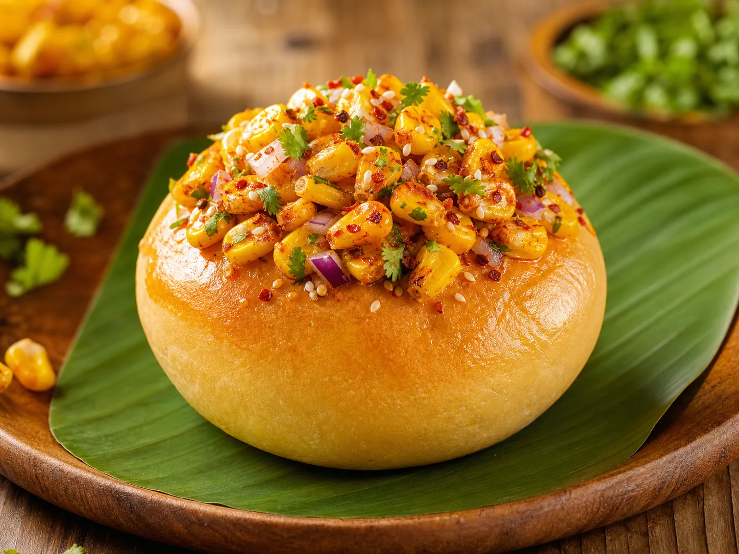 Masala corn bun