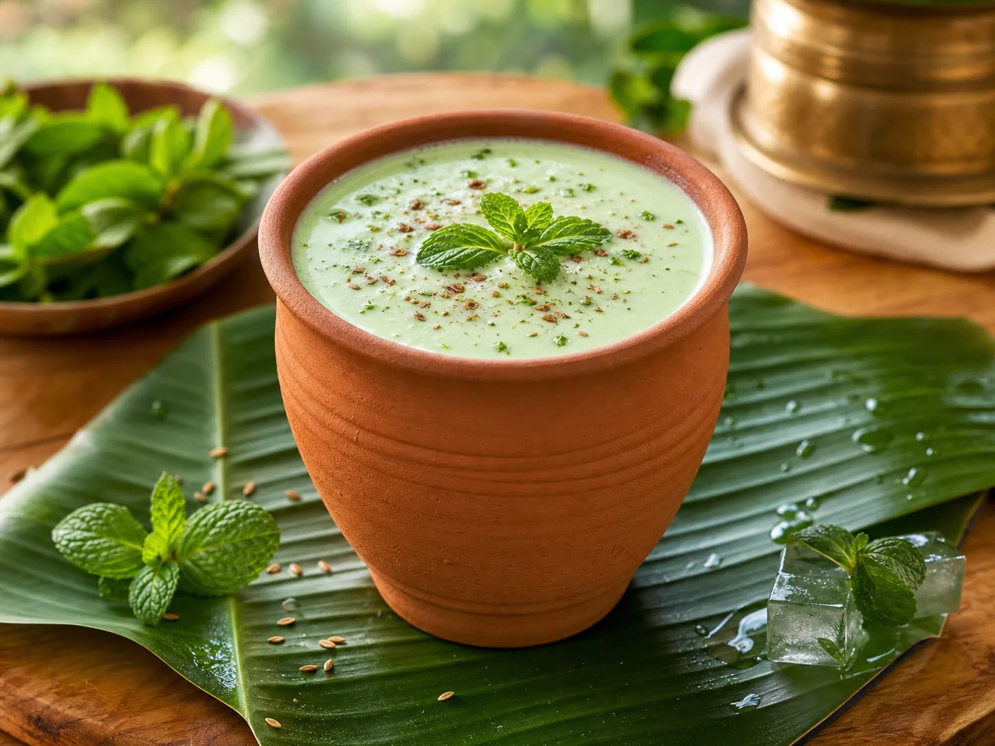 Mint mattha in clay kulhad
